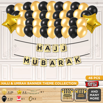 Hajj Mubarak Shinny Gold Card Banner Theme Collection