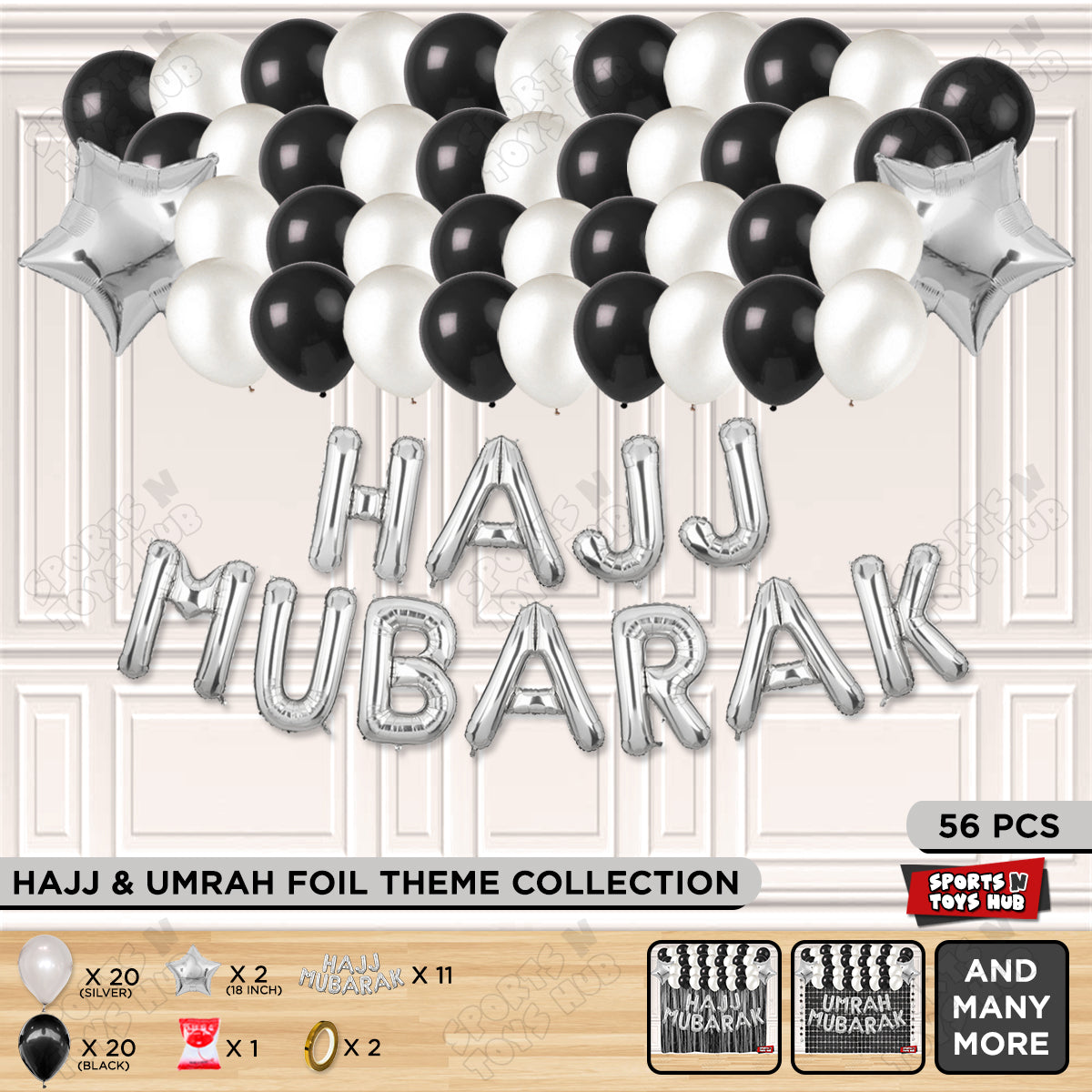 Hajj Mubarak Silver Foil Letter Garland Theme Collection