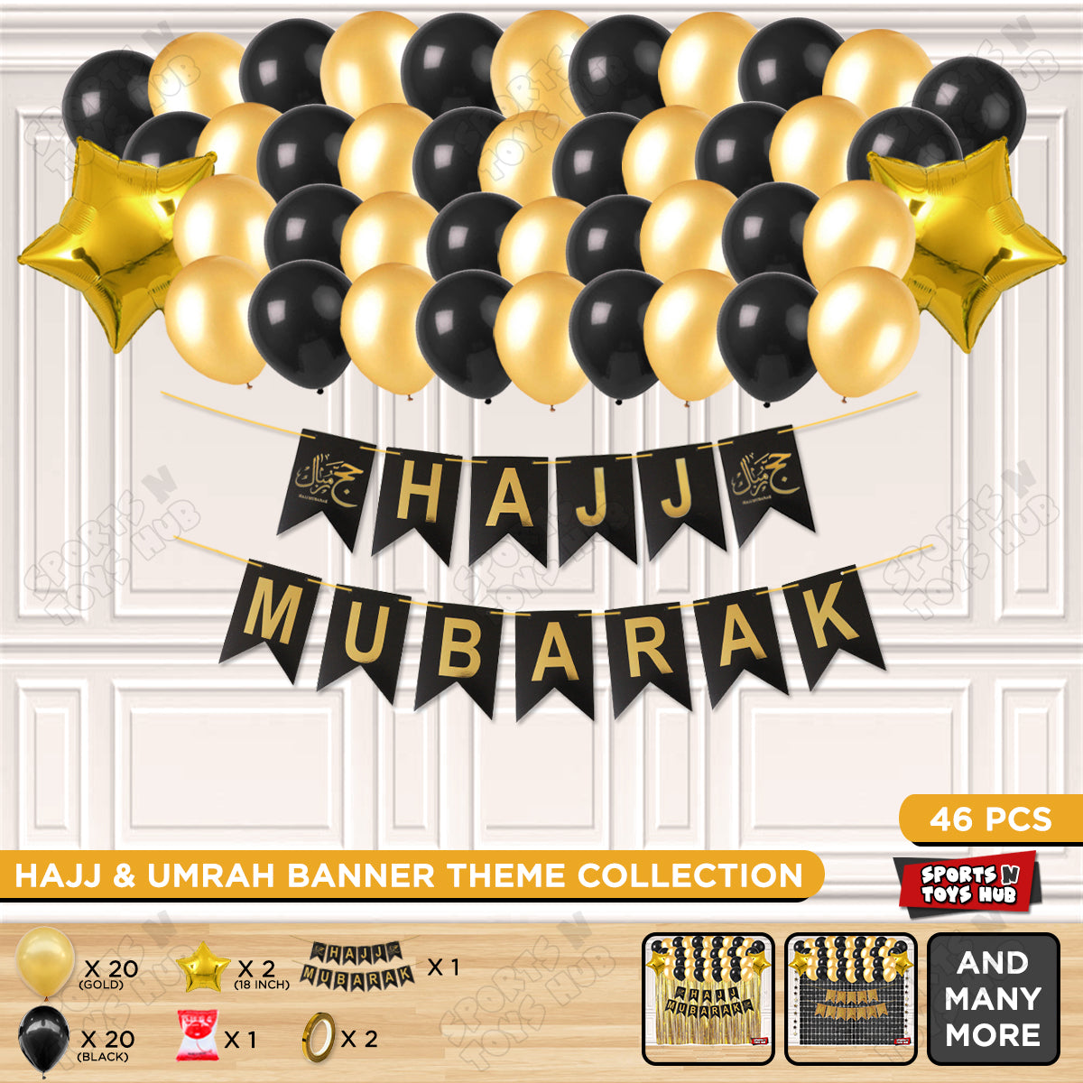 Hajj Mubarak Black Card Banner Theme Collection