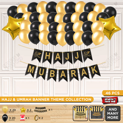 Hajj Mubarak Black Card Banner Theme Collection