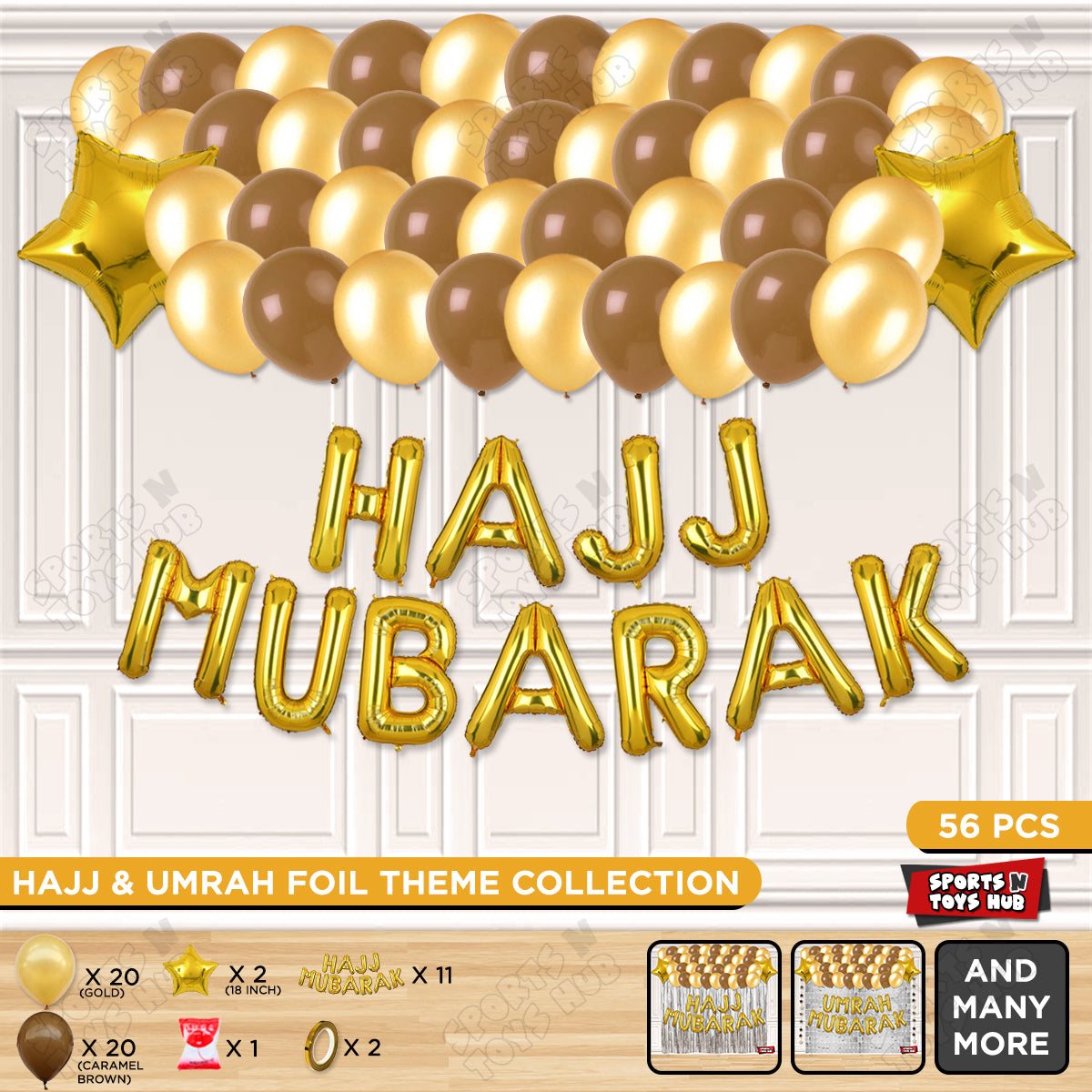 Hajj Mubarak Gold Foil Letter Garland Theme Collection