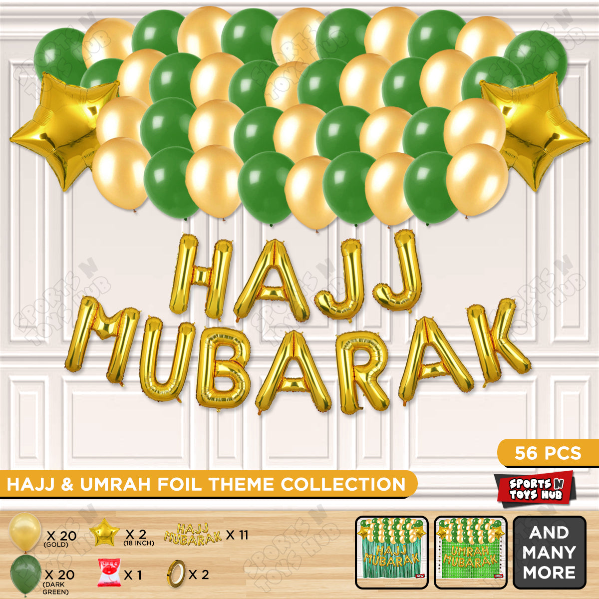 Hajj Mubarak Gold Foil Letter Garland Theme Collection