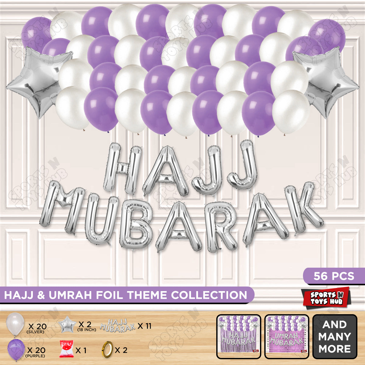 Hajj Mubarak Silver Foil Letter Garland Theme Collection