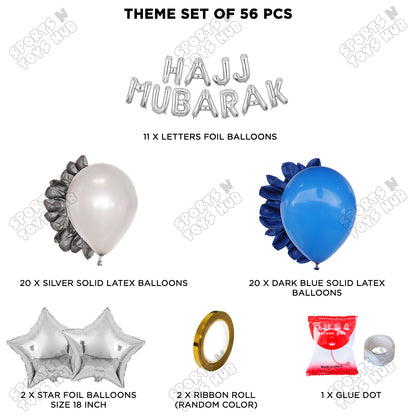 Hajj Mubarak Silver Foil Letter Garland Theme Collection