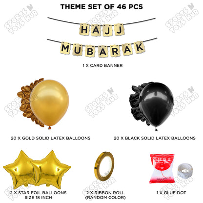 Hajj Mubarak Shinny Gold Card Banner Theme Collection