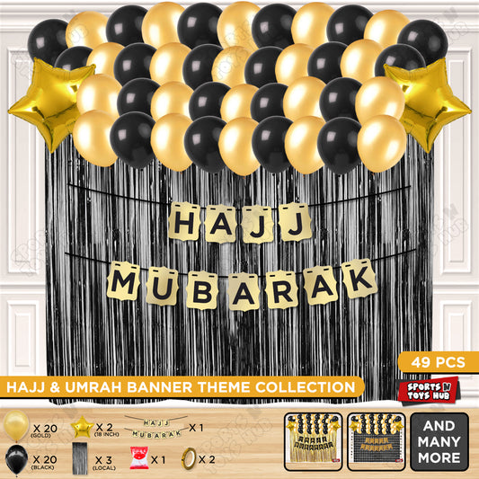 Hajj Mubarak Shinny Gold Card Banner Theme Collection