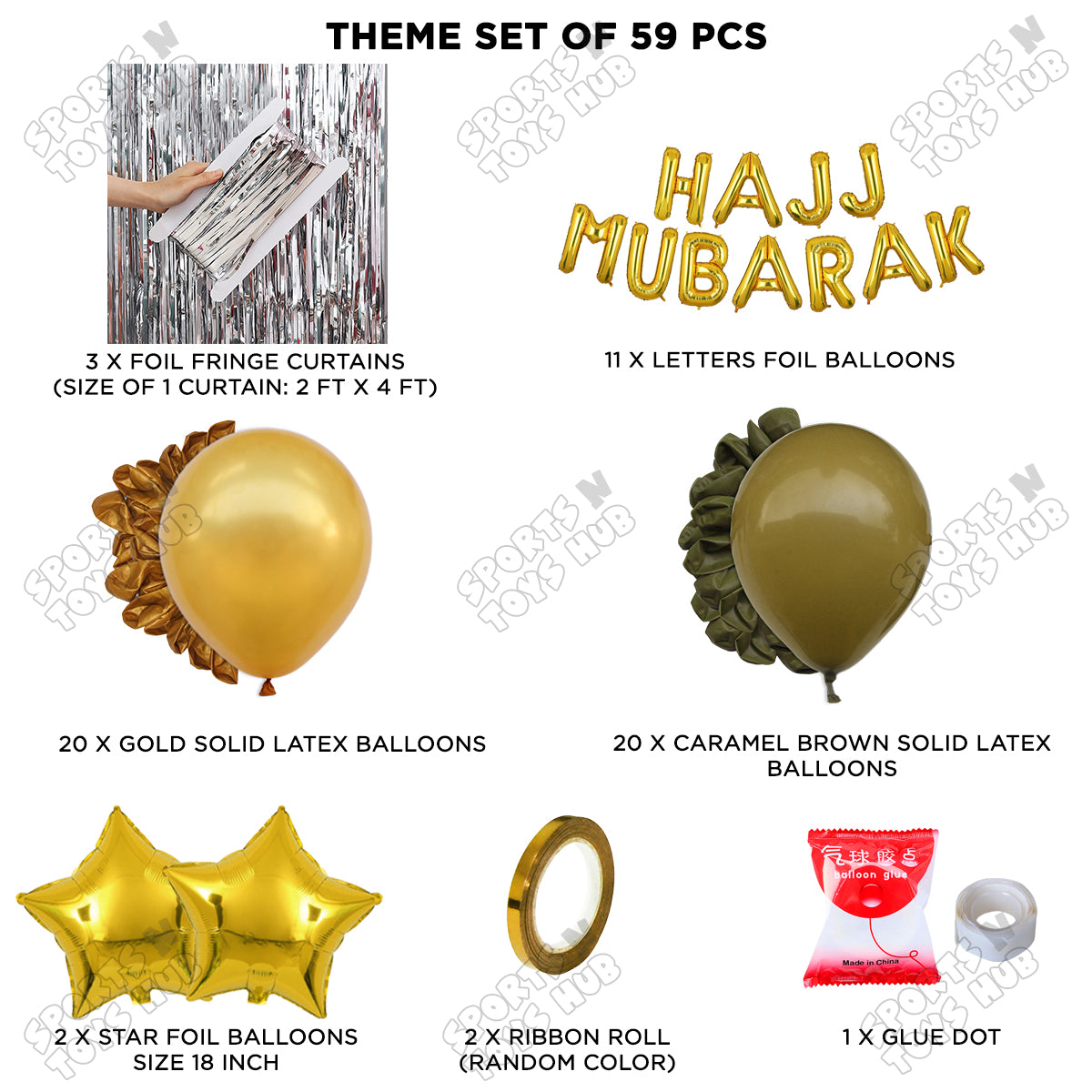 Hajj Mubarak Gold Foil Theme  Curtain Theme Collection
