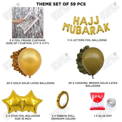 Hajj Mubarak Gold Foil Theme  Curtain Theme Collection