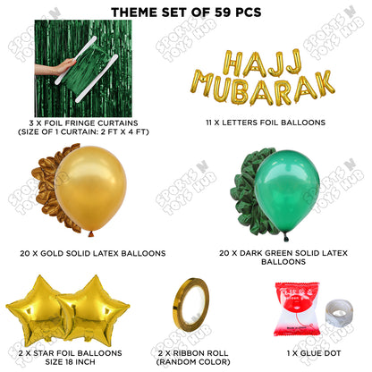 Hajj Mubarak Gold Foil Theme  Curtain Theme Collection