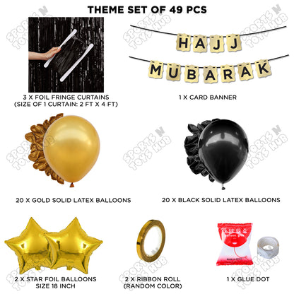 Hajj Mubarak Shinny Gold Card Banner Theme Collection