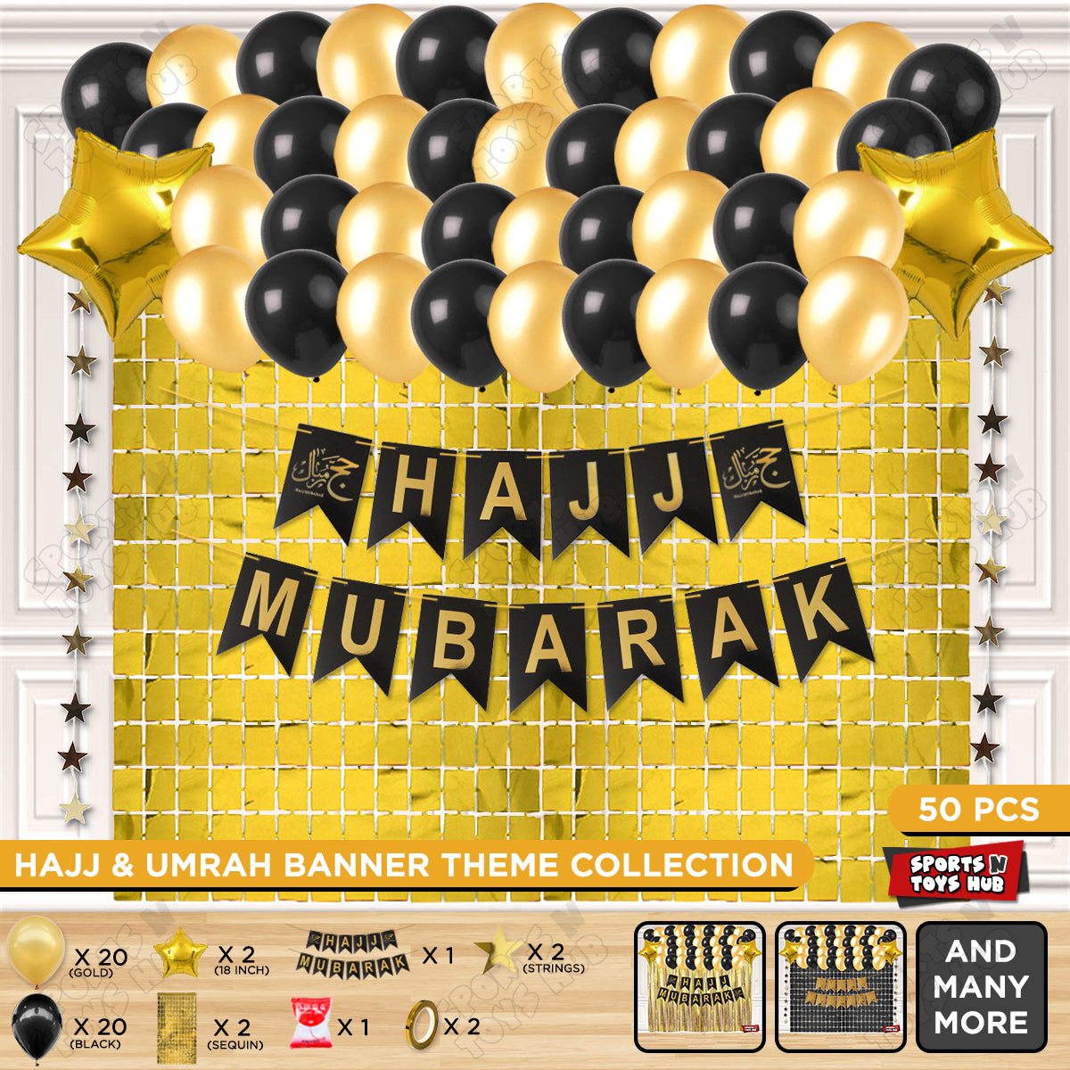 Hajj Mubarak Black Card Banner Theme Collection