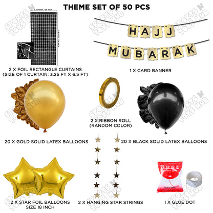 Hajj Mubarak Shinny Gold Card Banner Theme Collection