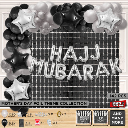 Hajj Mubarak Silver Foil Letter Arch Theme Collection