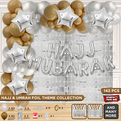 Hajj Mubarak Silver Foil Letter Arch Theme Collection