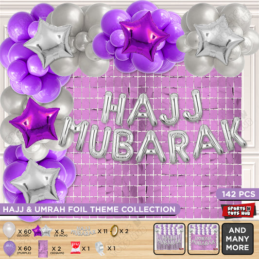 Hajj Mubarak Silver Foil Letter Arch Theme Collection