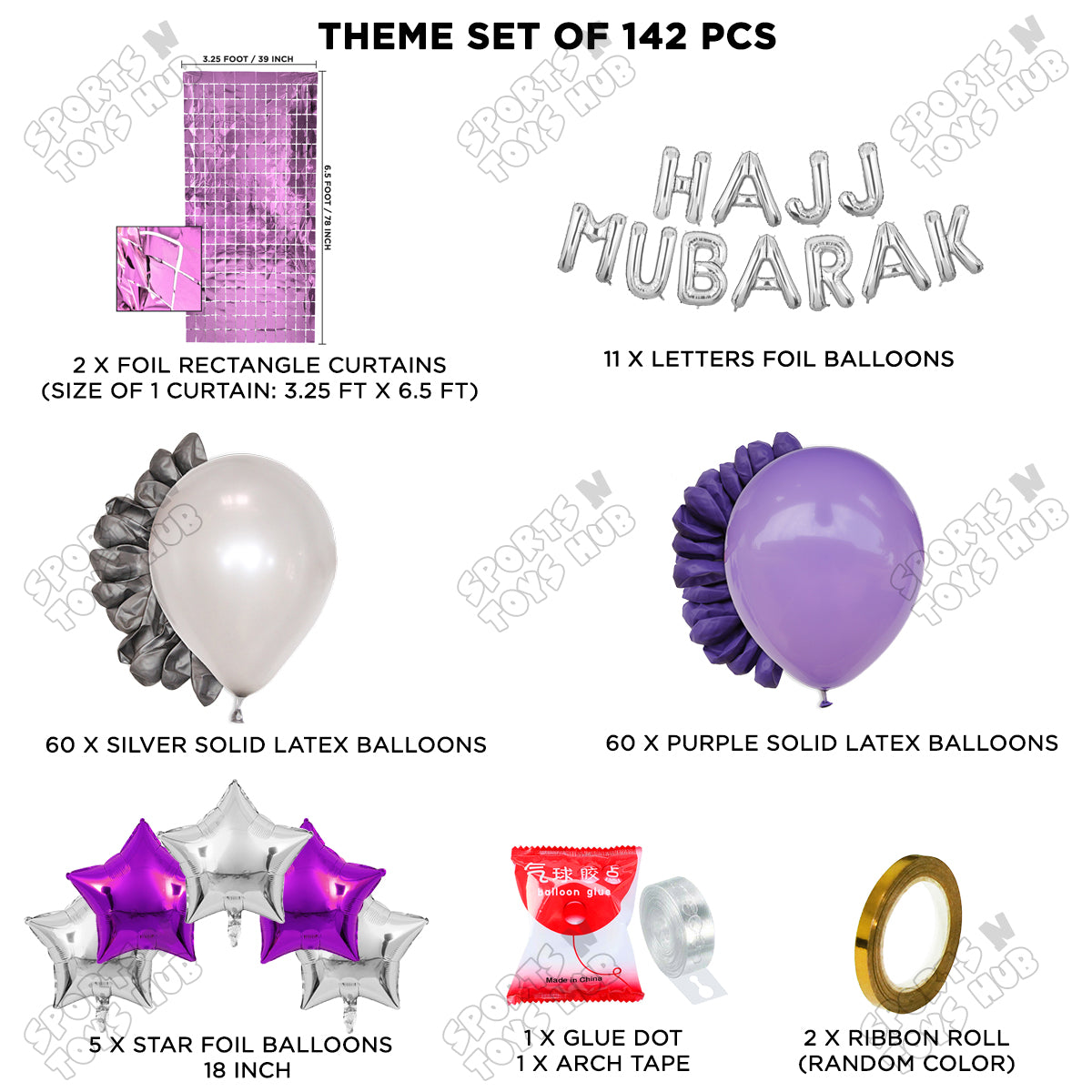 Hajj Mubarak Silver Foil Letter Arch Theme Collection