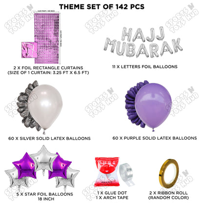 Hajj Mubarak Silver Foil Letter Arch Theme Collection