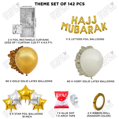 Hajj Mubarak Gold Foil Letter Arch Theme Collection