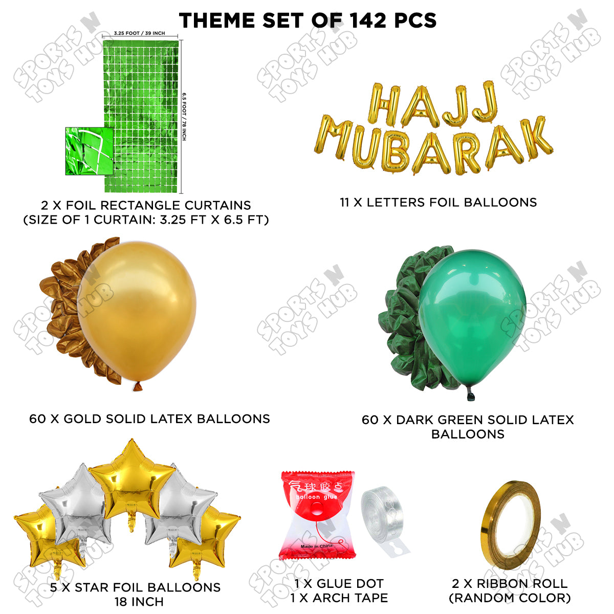 Hajj Mubarak Gold Foil Letter Arch Theme Collection
