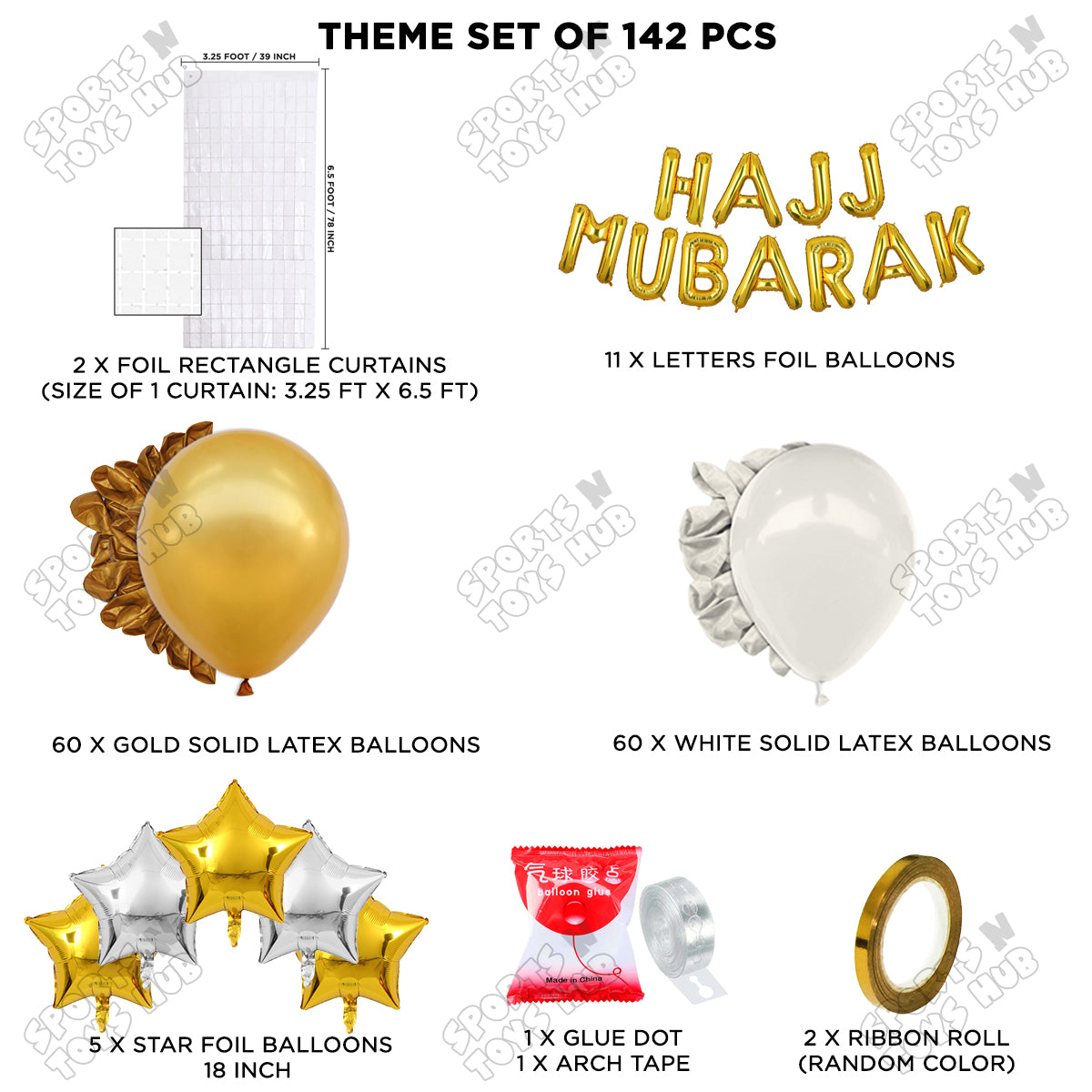 Hajj Mubarak Gold Foil Letter Arch Theme Collection
