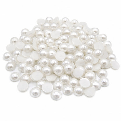 10mm Full Pearl Beads For Crafts – 190 PCS Faux Pearl Cabochons for DIY Crafts, Scrapbooking, Card Making, Wedding Decorations, Resin Art & Floral Embellishments