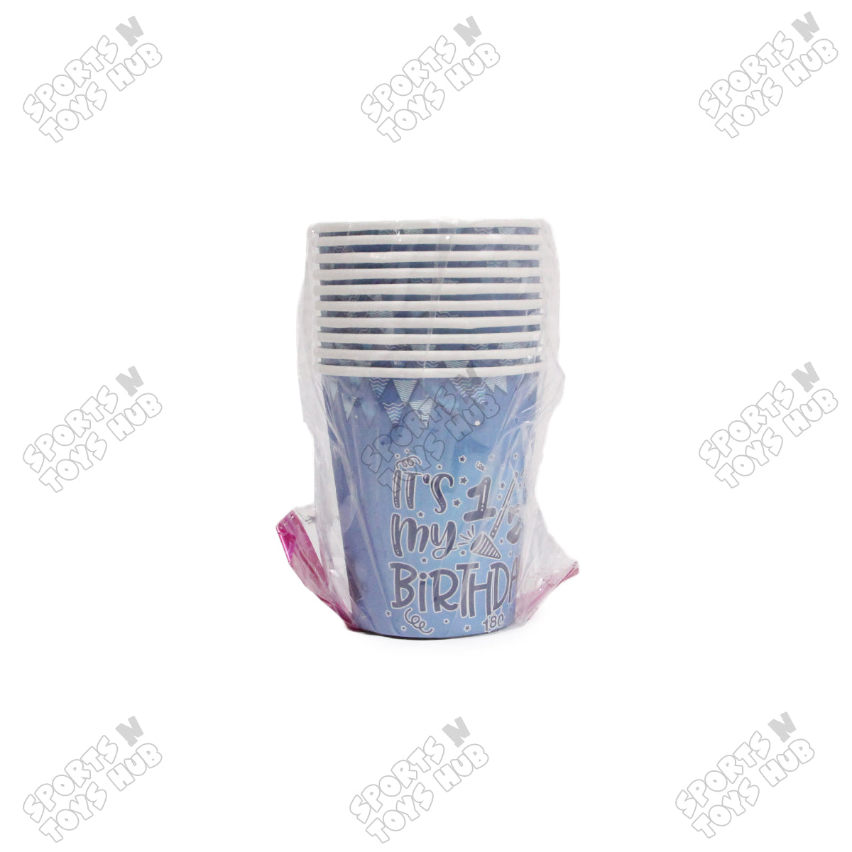 Half Birthday Printed Blue Cups - Pack Of 10