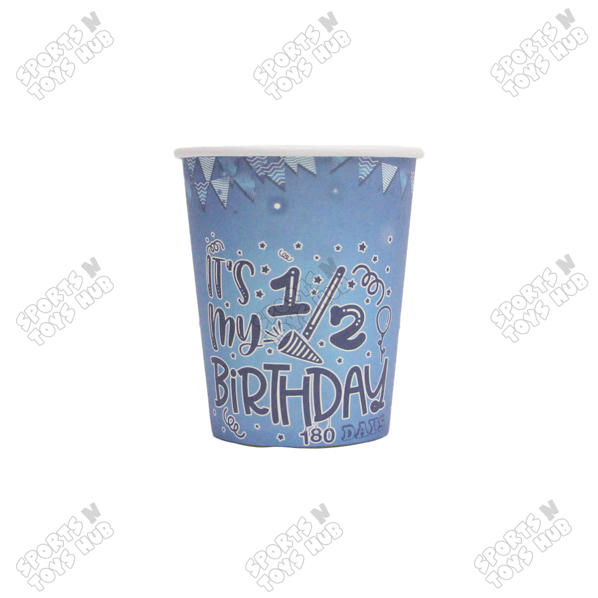Half Birthday Printed Blue Cups - Pack Of 10