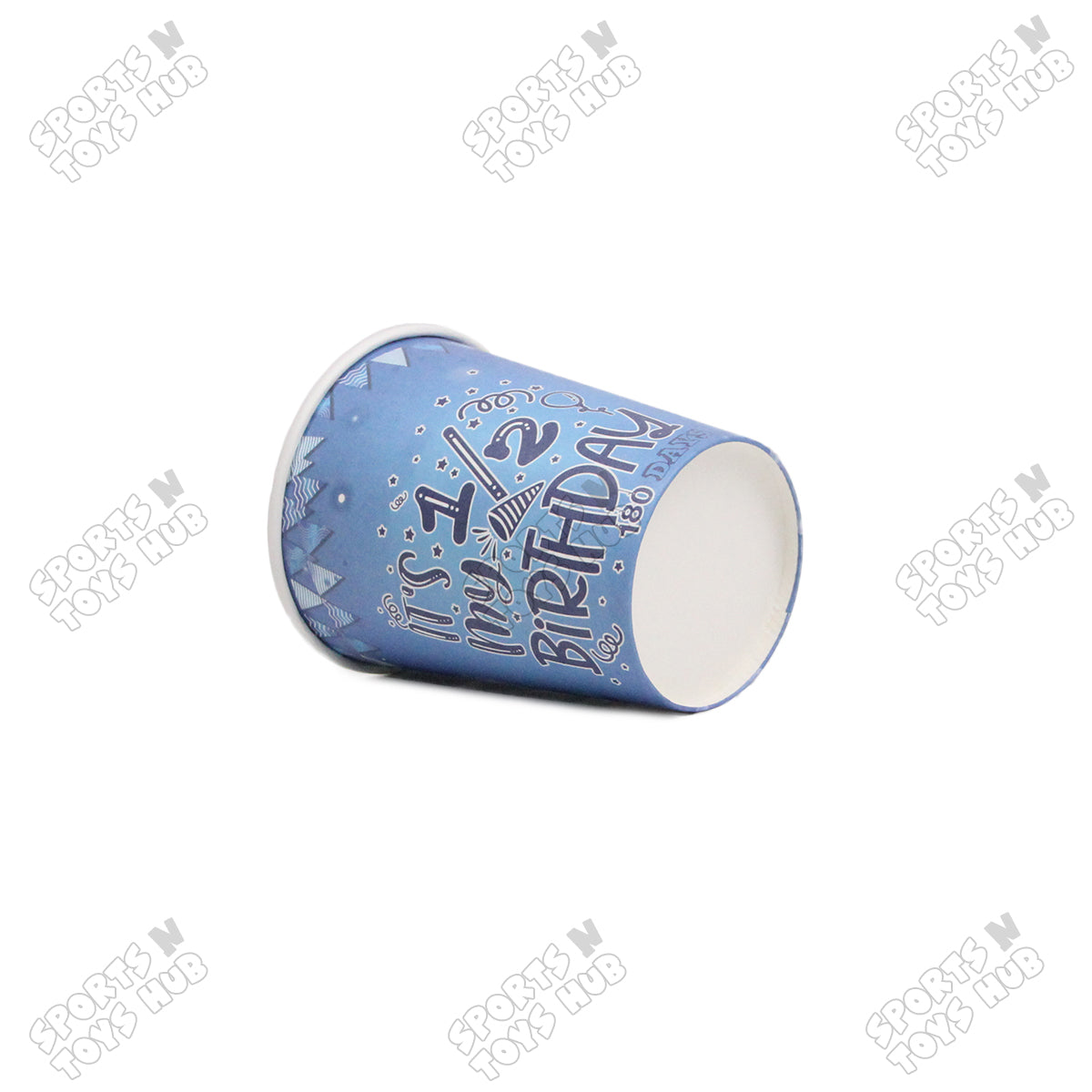 Half Birthday Printed Blue Cups - Pack Of 10