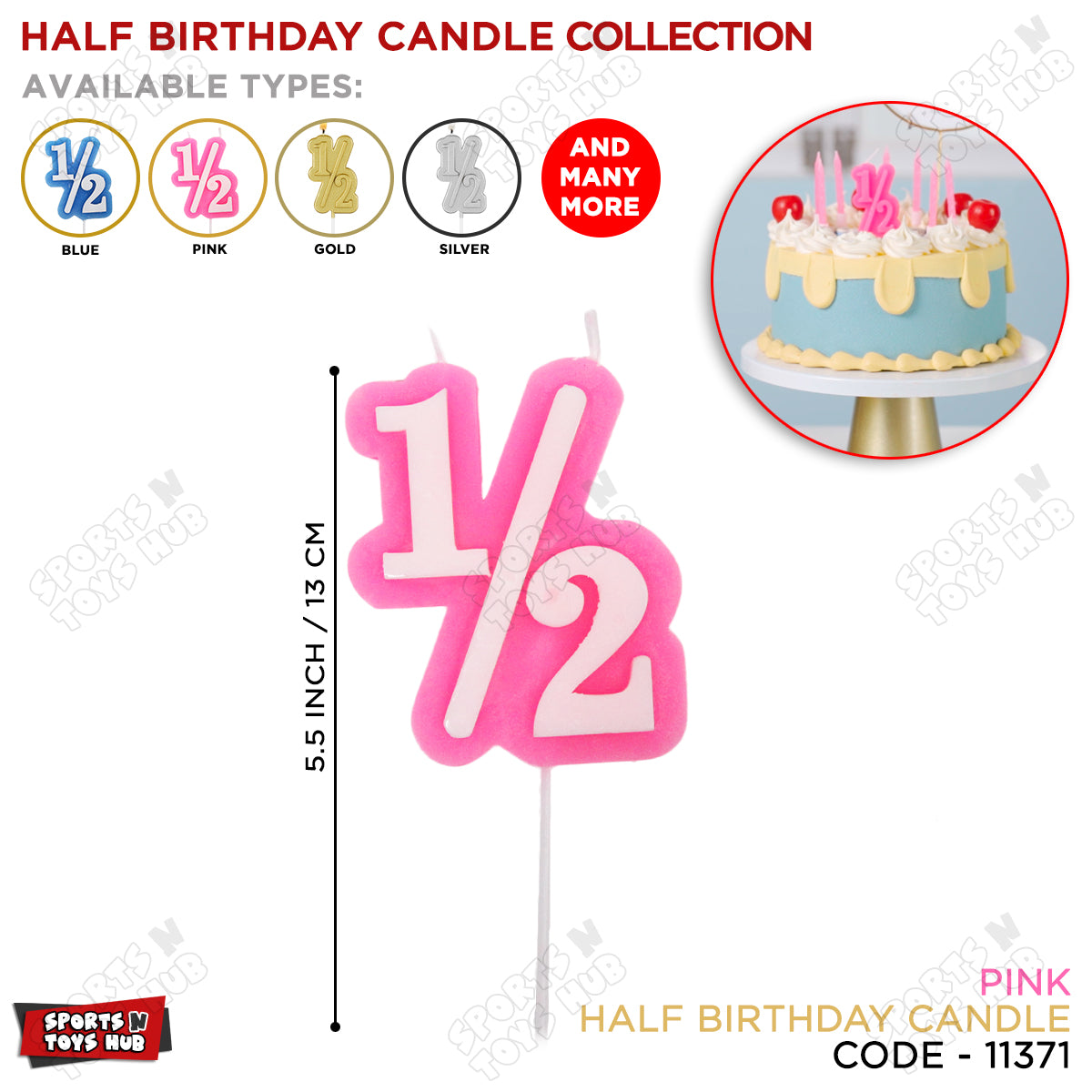1/2 Number Birthday Candle – Half Year Flammable Cake Candle for Baby Milestone Celebrations