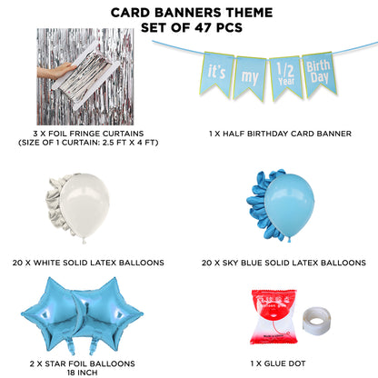 Its My 1/2 Year Birthday Card Banner Theme With Curtain