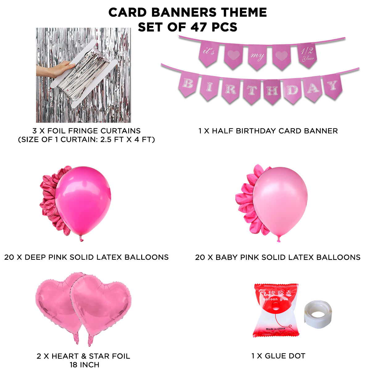 Its My 1/2 Birthday Card Banner Theme With Curtain
