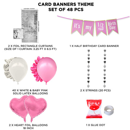 Its My 1/2 Year Birthday Card Banner Theme With Rectangle Curtain