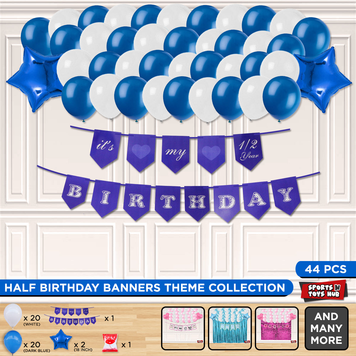 Its My 1/2 Birthday Card Banner Theme Without Curtain