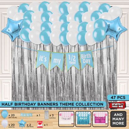Its My 1/2 Year Birthday Card Banner Theme With Curtain