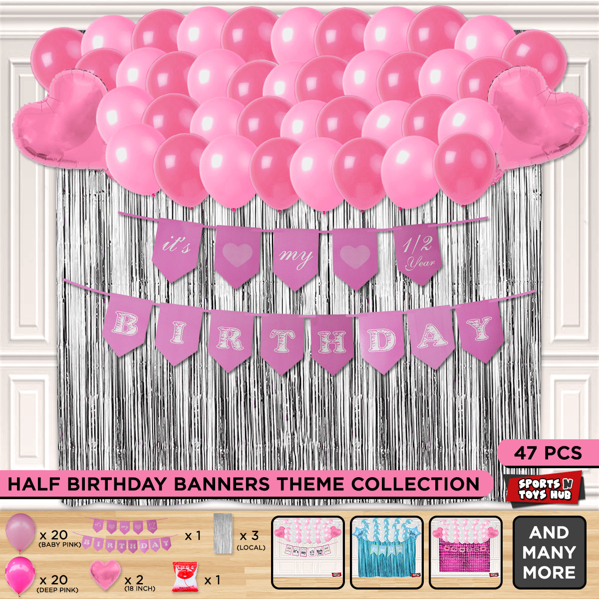 Its My 1/2 Birthday Card Banner Theme With Curtain