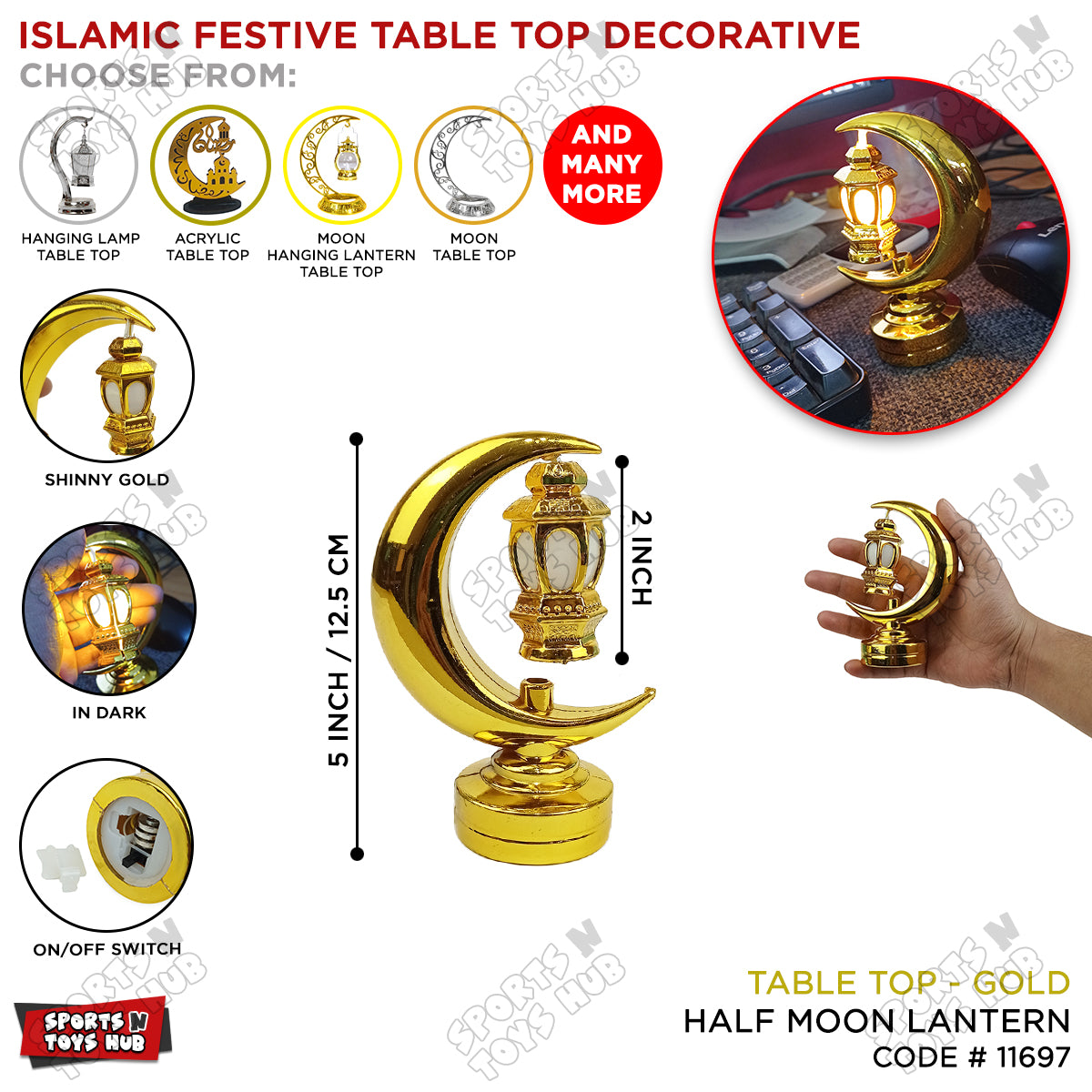 Half Moon Shape LED Lantern Table Stand