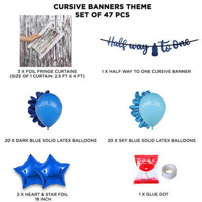 Half Way To One Cutout Banner Theme With Curtain
