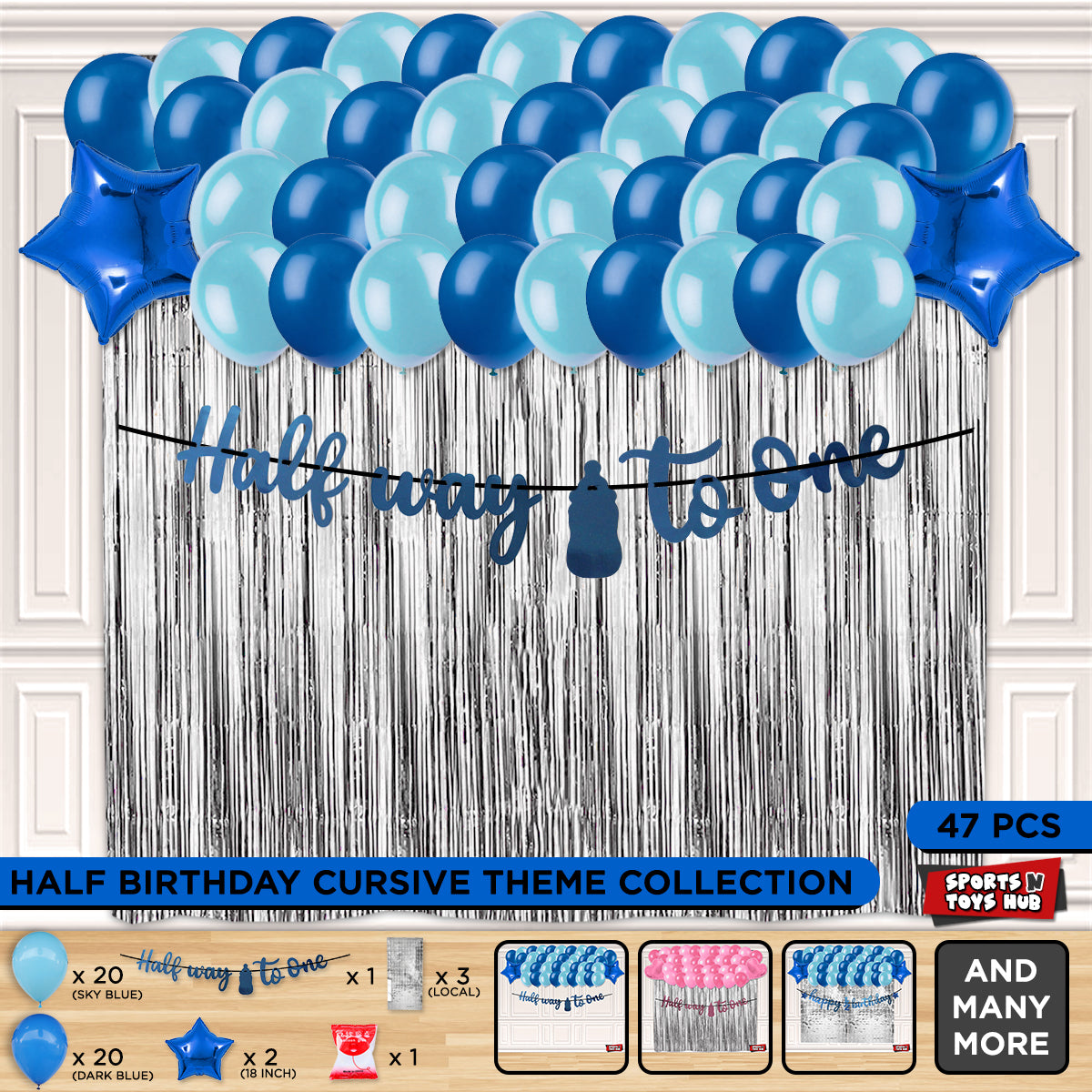 Half Way To One Cutout Banner Theme With Curtain