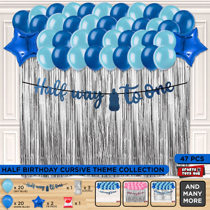 Half Way To One Cutout Banner Theme With Curtain