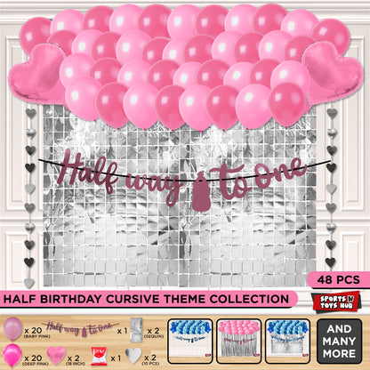 Half Way To One Cutout Banner Theme With Rectangle Curtain