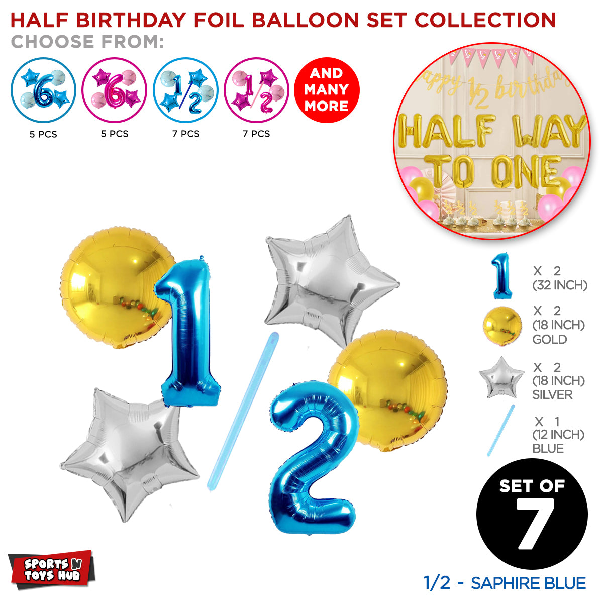 Half Birthday Foil Balloon Set Collection