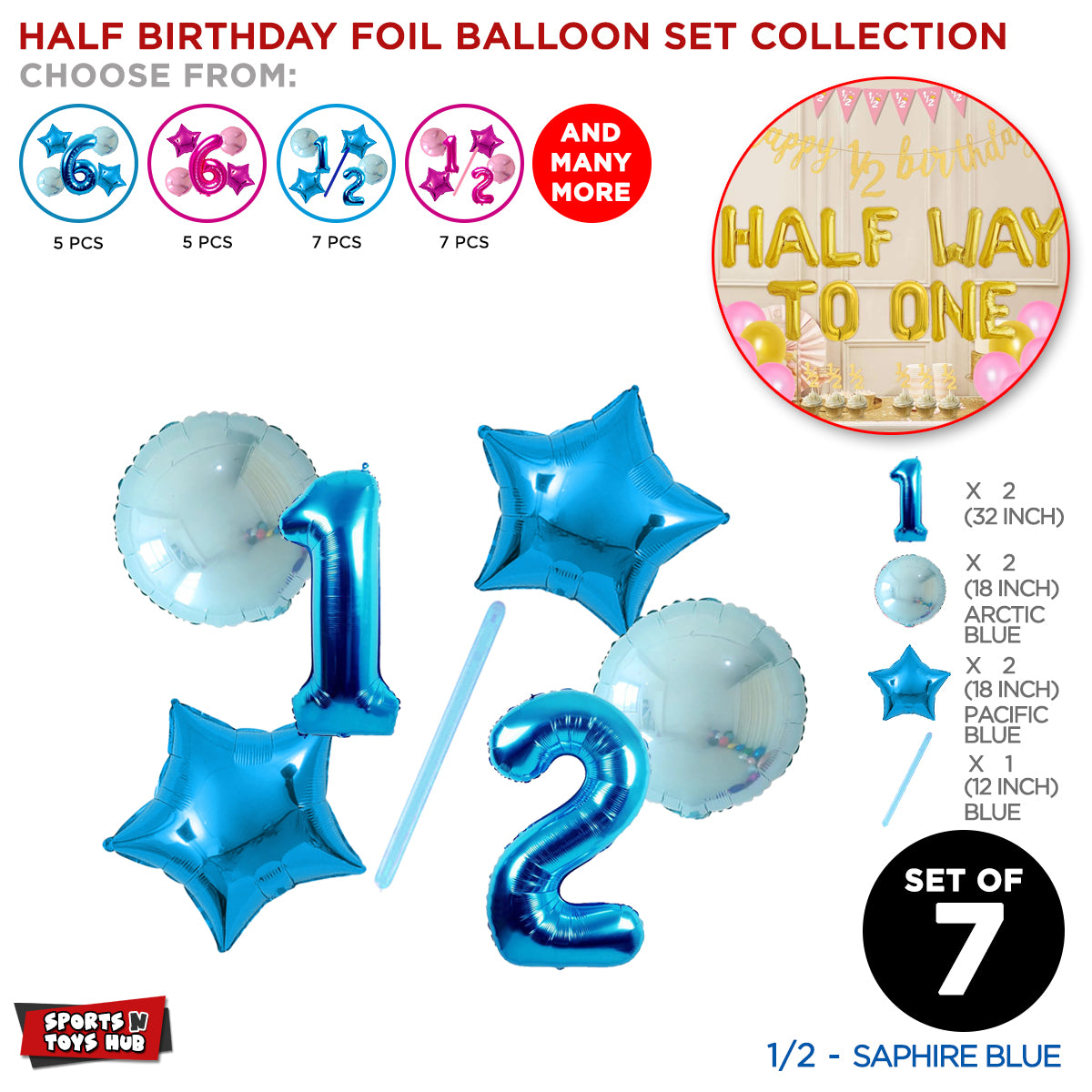 Half Birthday Foil Balloon Set Collection