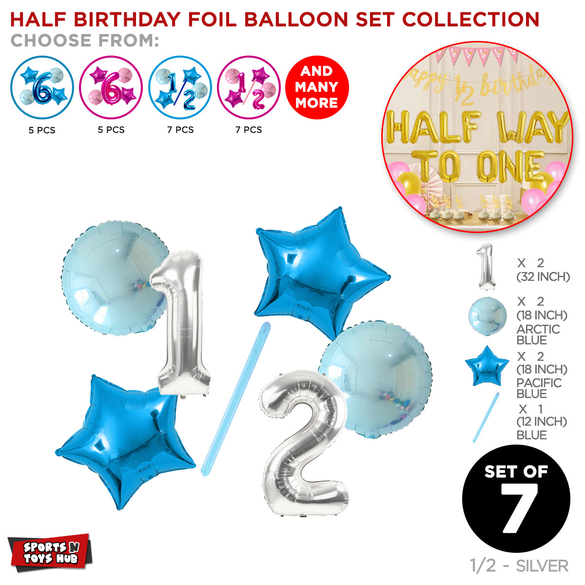 Half Birthday Foil Balloon Set Collection