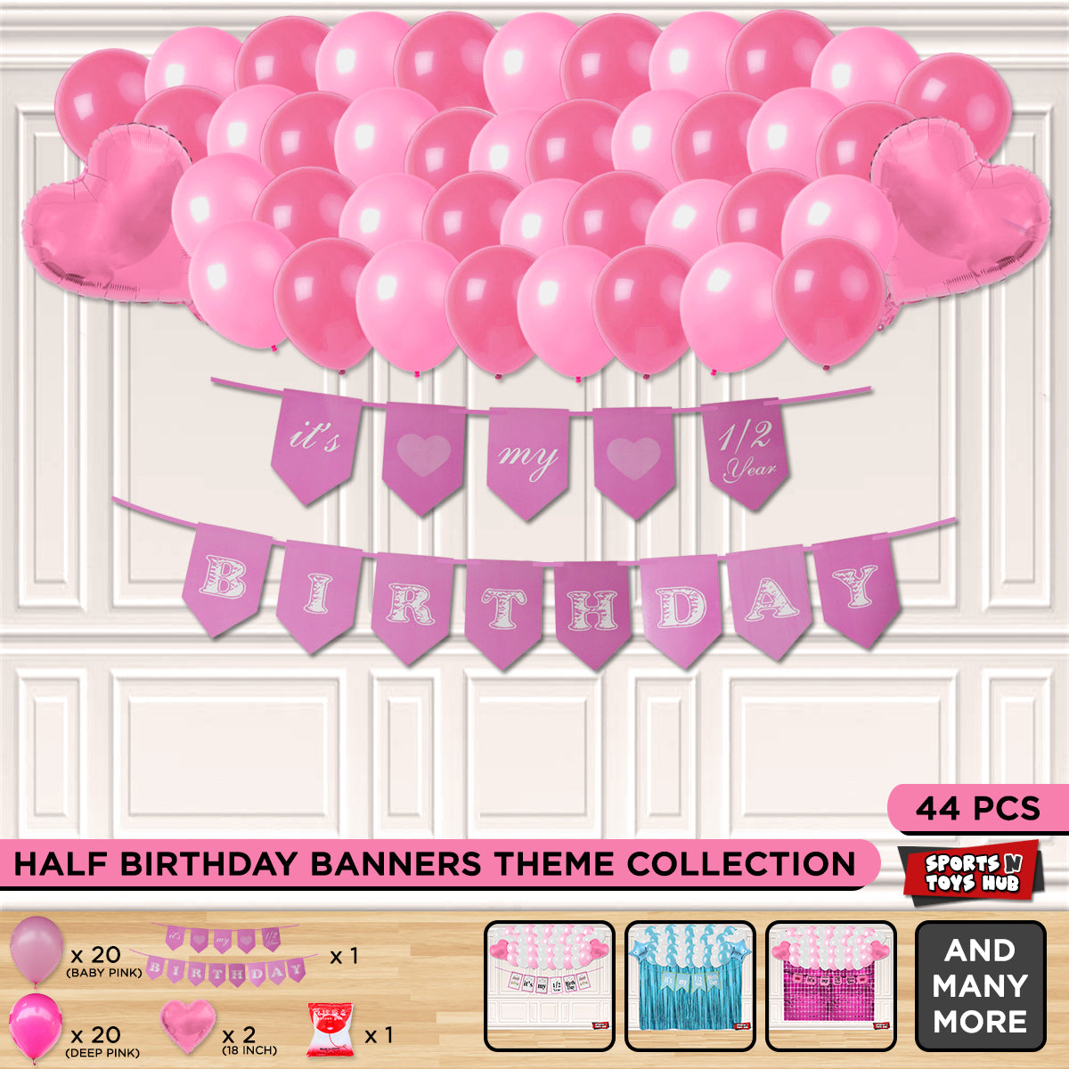 Its My 1/2 Birthday Card Banner Theme Without Curtain