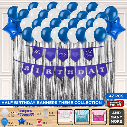 Its My 1/2 Birthday Card Banner Theme With Curtain