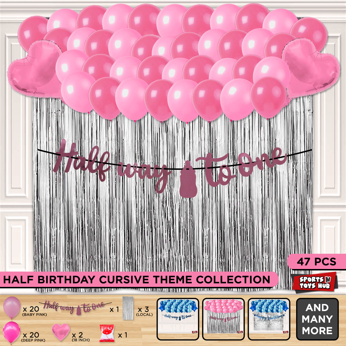 Half Way To One Cutout Banner Theme With Curtain