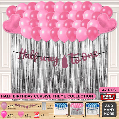 Half Way To One Cutout Banner Theme With Curtain