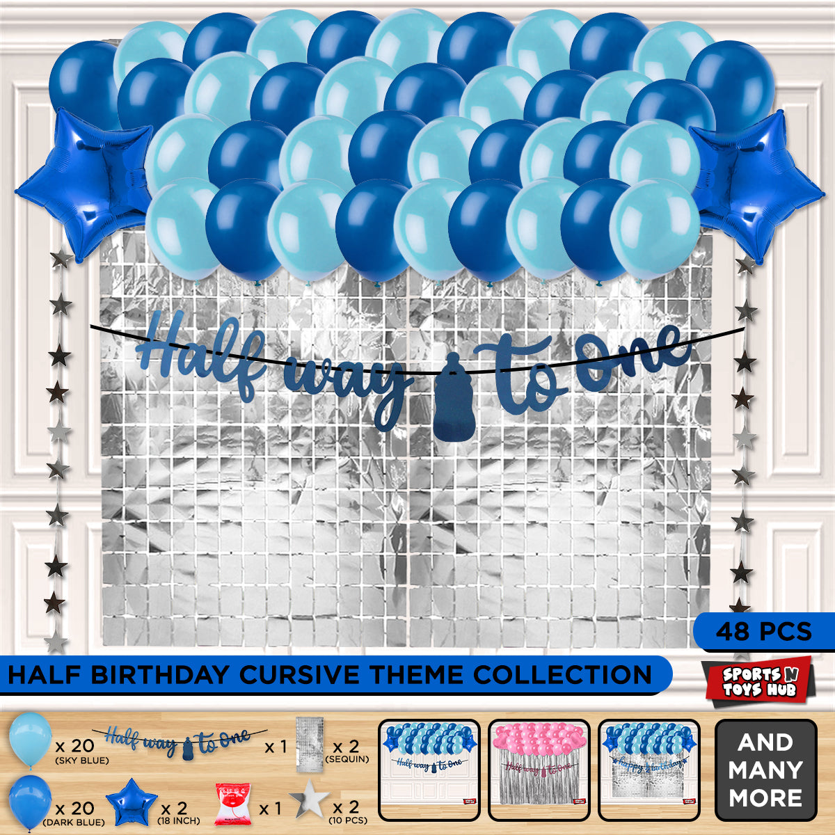 Half Way To One Cutout Banner Theme With Rectangle Curtain