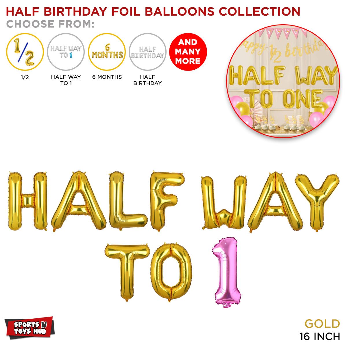 Half Birthday Gold Foil Letter Collection