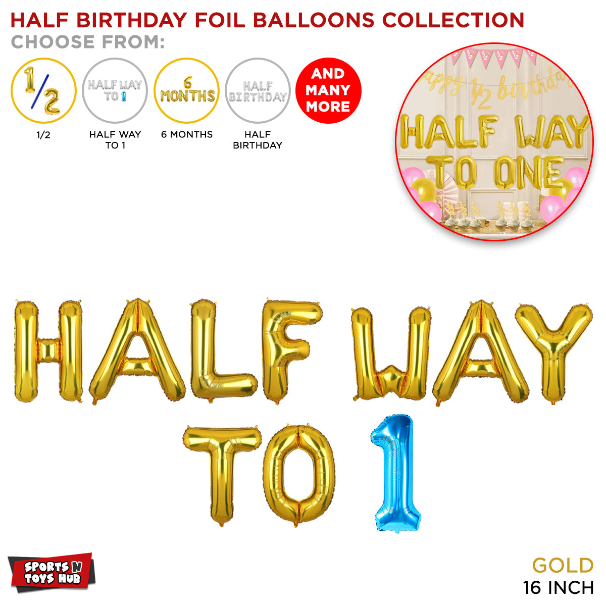 Half Birthday Gold Foil Letter Collection